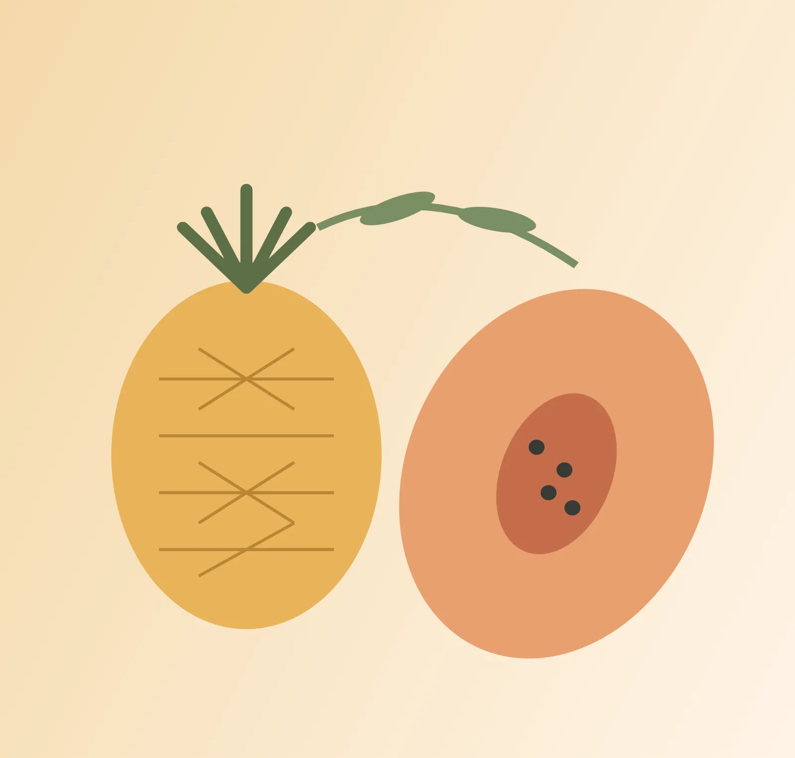 Illustration Ananas und Papaya